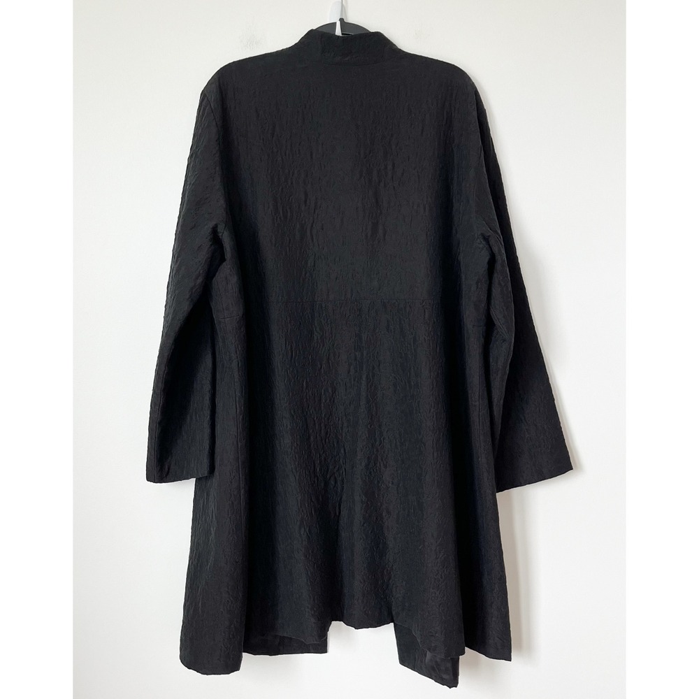 Eileen Fisher Quilted Stand Collar Silk Longline Open Jacket Womens 3X Black - Picture 5 of 12